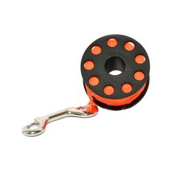 Hog Spool with SS DBL Clip 150FT Orange Line 