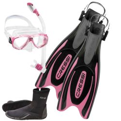 Cressi Frog Plus Scuba Mask Fin and Snorkel Package 