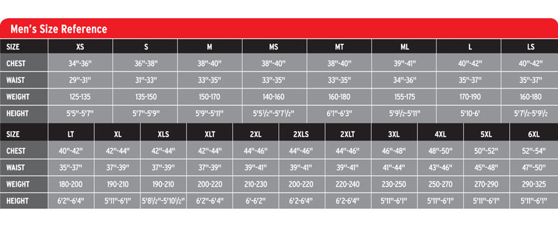 Henderson Men's Size Chart